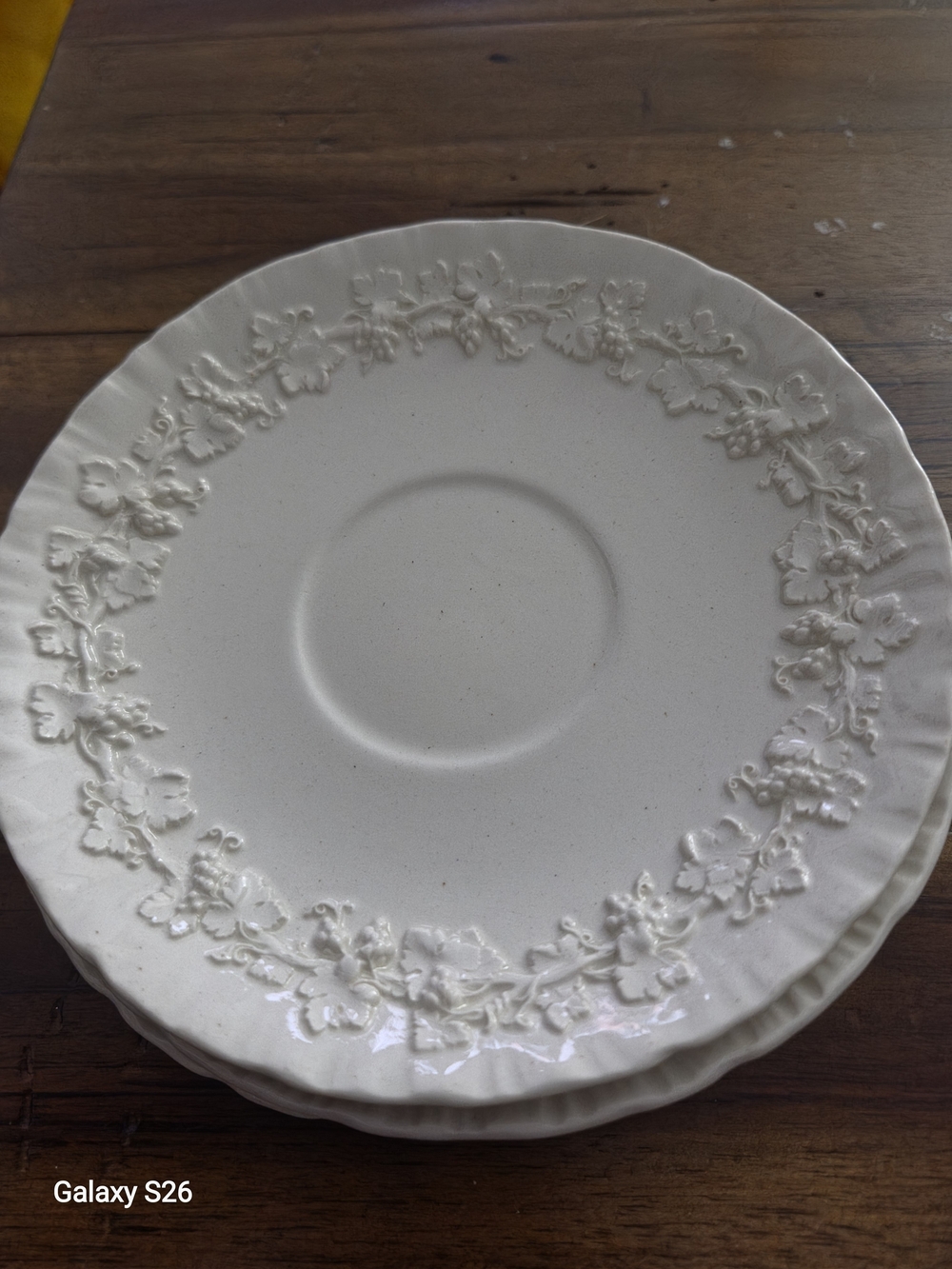 Wedgwood Embossed Elegant White Embossed  Saucer - Classic Home Dining